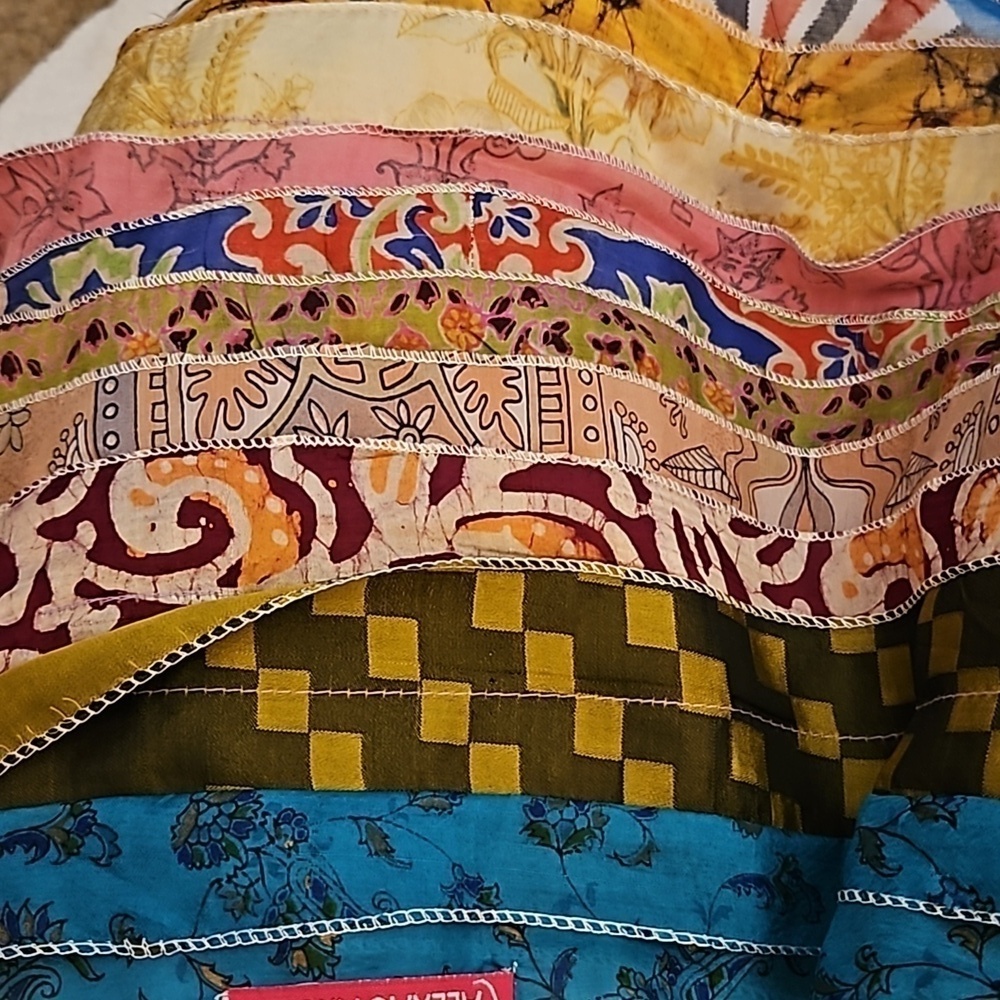 ALEXA'S ANGELS Mixed Pattern Rainbow Silk Blend Boho Scarf Sash - Picture 5 of 7